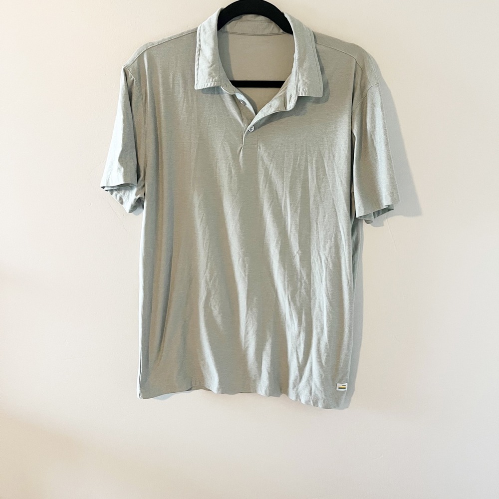 Vuori Mens Strato Tech Polo Short‎ Sleeve gray Green Heather V188 Large